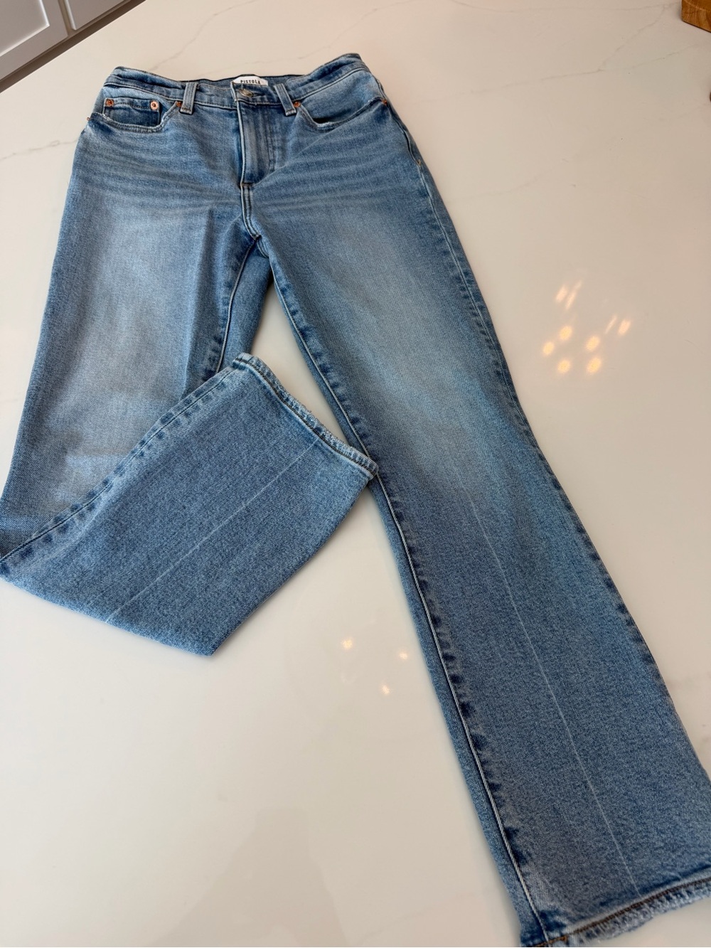 Pistola Light Wash High Rise Flare Wide Leg Jeans size 25